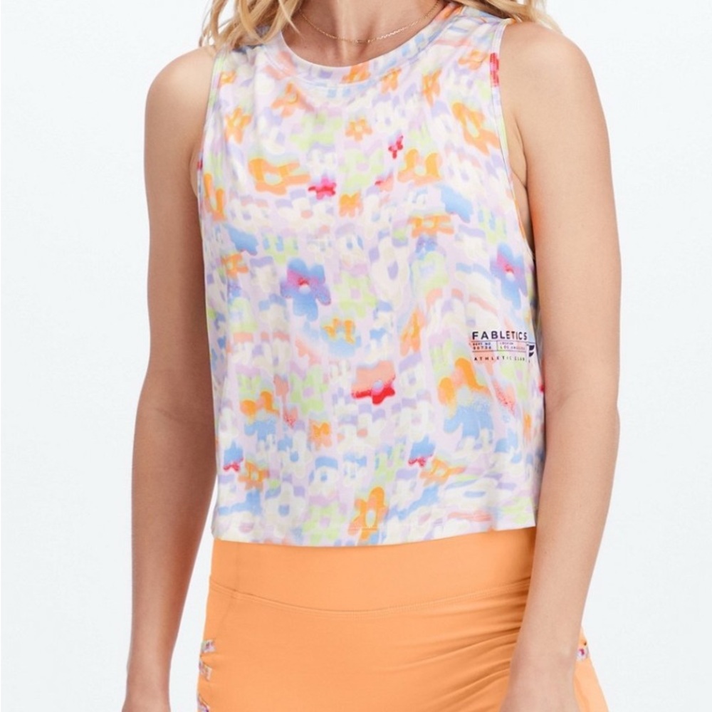 Fabletics Women's Dry-Flex Colorful Muscle Tank in New Wave Floral